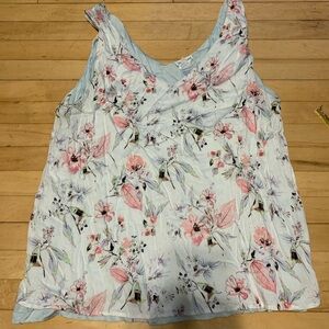 Tribal Jeans Floral Sleeveless Top - Pink and White